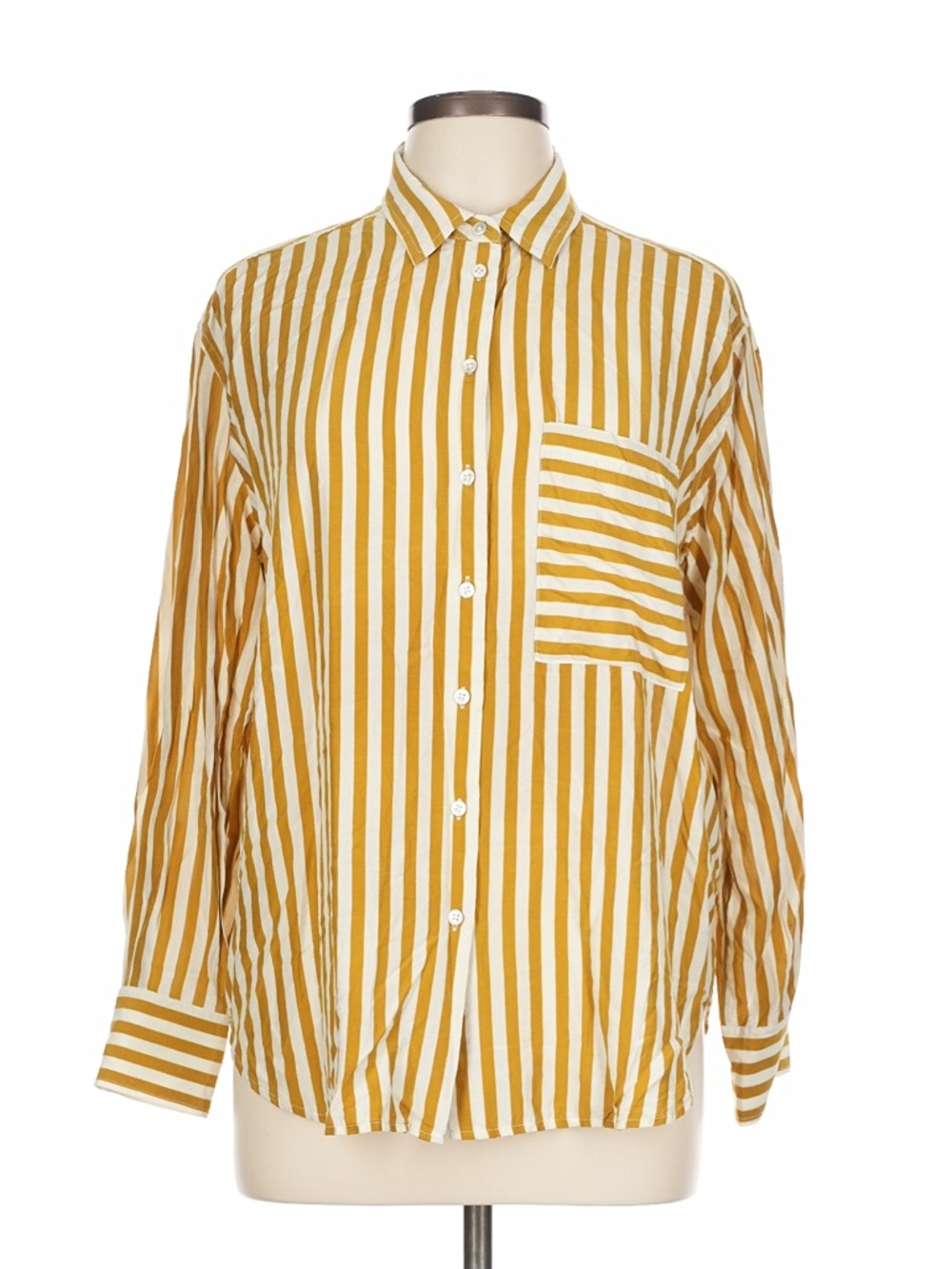 AYR Mustard & White Vertical Stripe Button-Down Shirt
